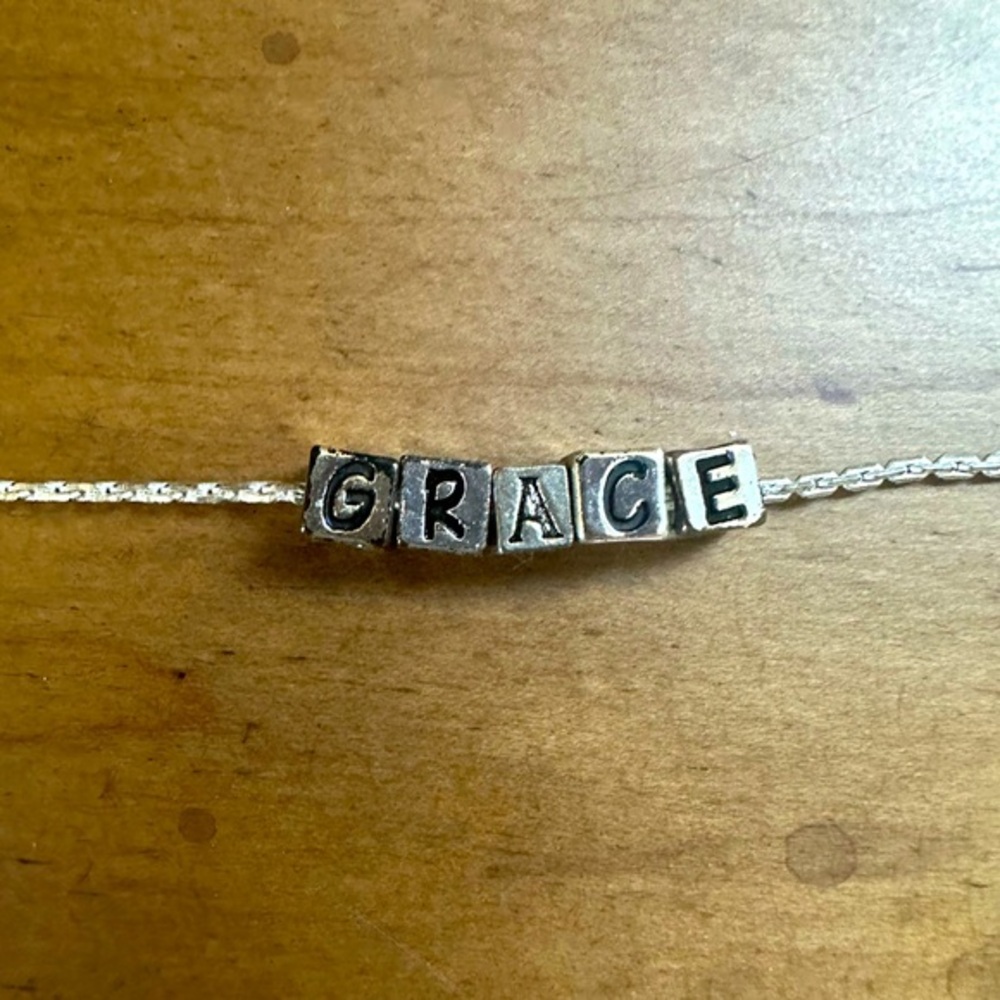 Silver Grace Charm Name Adjustable Necklace